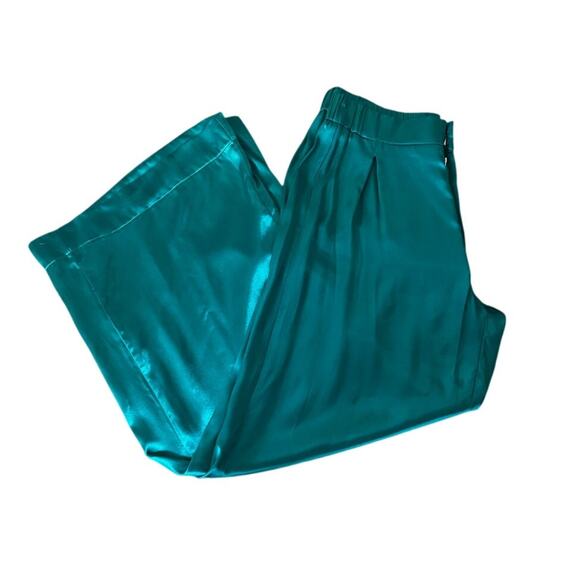 FREE PEOPLE Good Days Satin Trouser in Emerald Size Medium - Picture 4 of 8